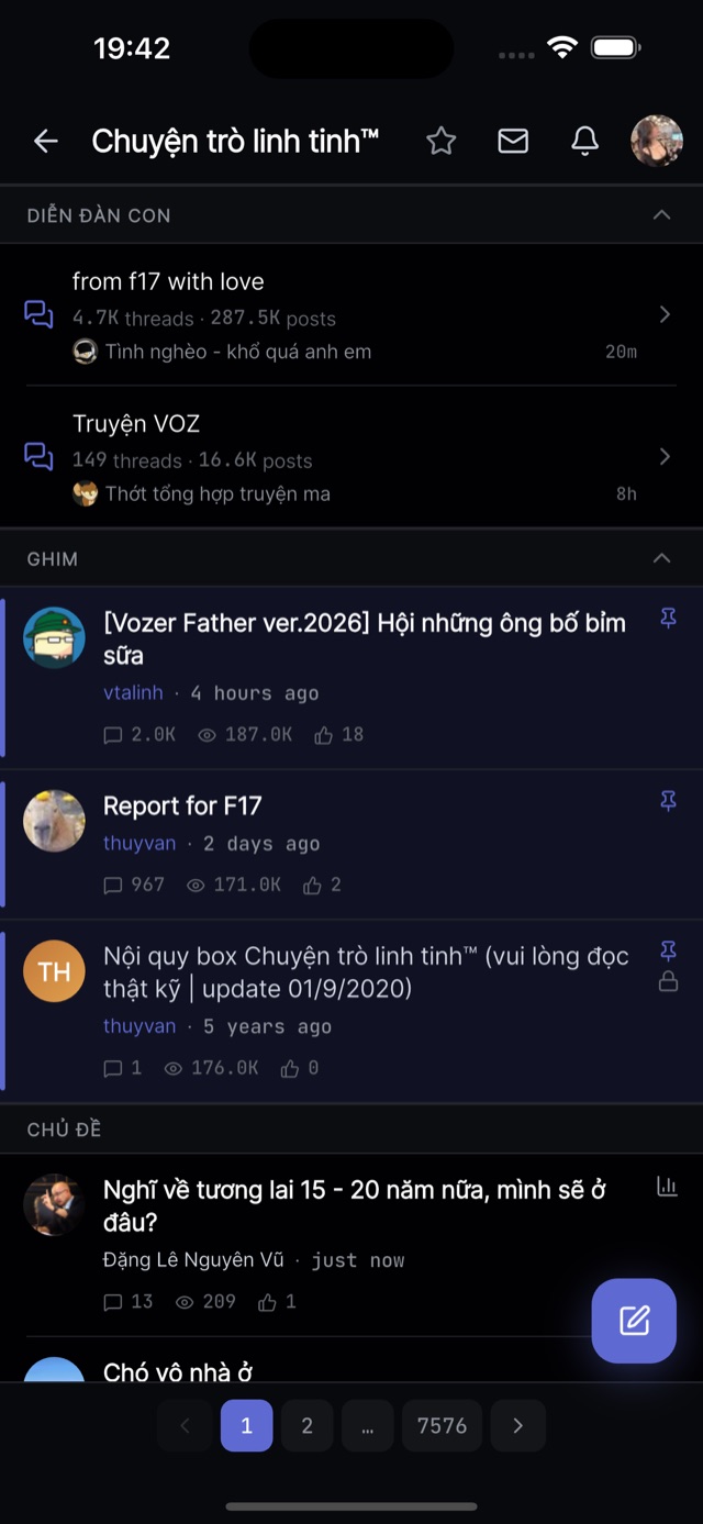 Danh sách diễn đàn và thread trên theNextVoz Community